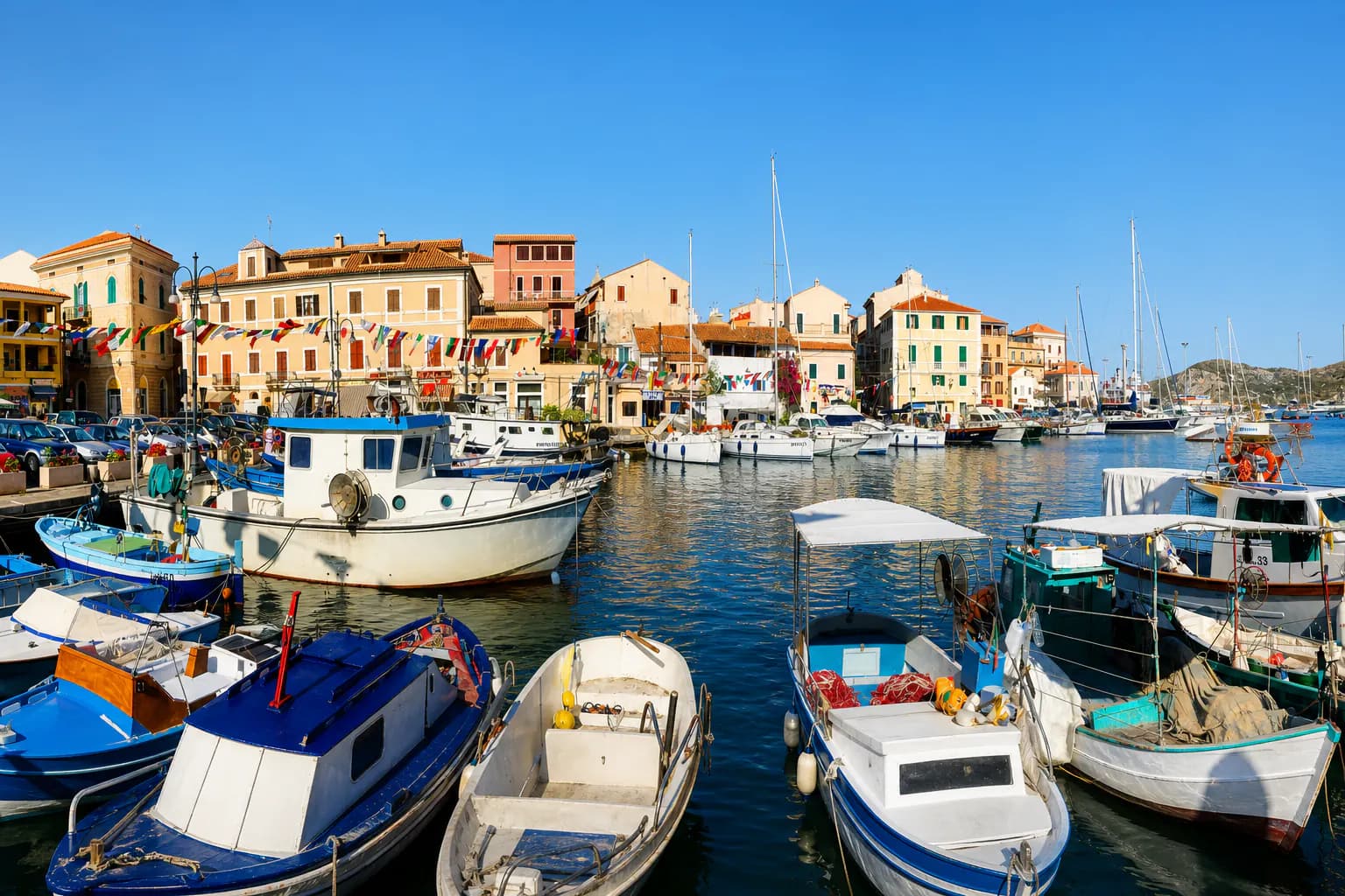 La Maddalena town and its working harbour
