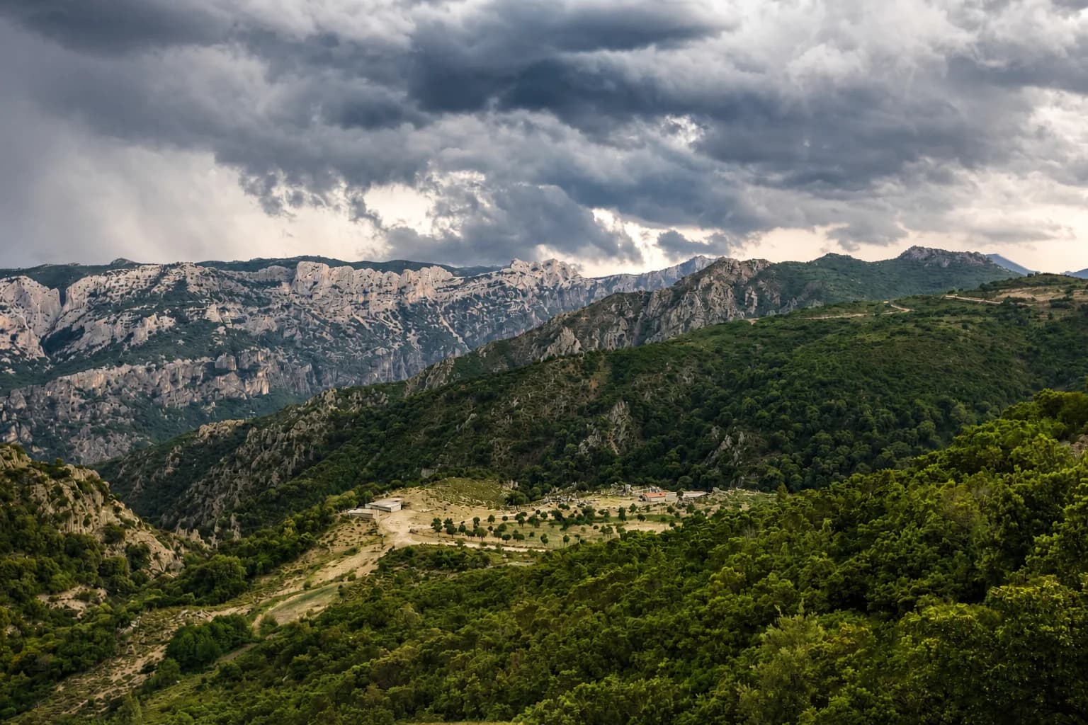 Forested limestone ridges of the Supramonte