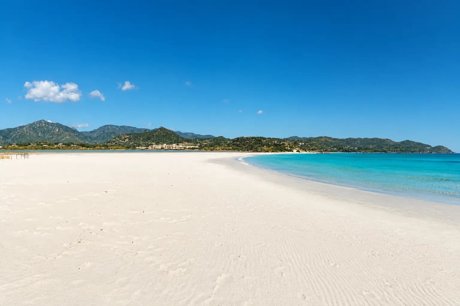 The white shoreline of Porto Giunco at Villasimius